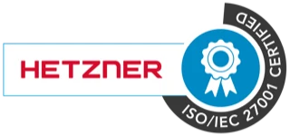 Hosting runs at Hetzner, which is ISO/IEC 27001 certified